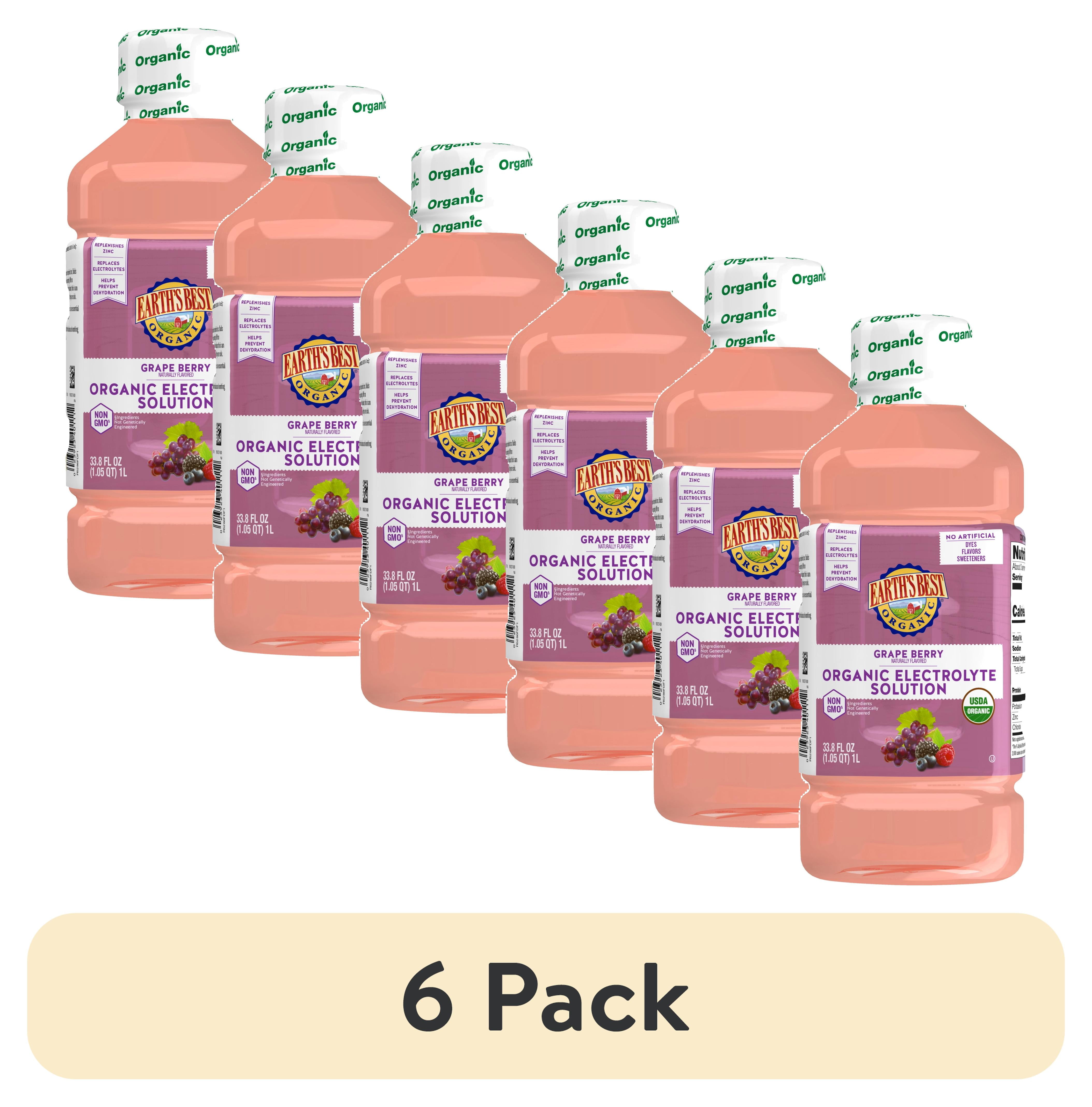 (6 pack) Earth's Best Organic Electrolyte Solution, Grape Berry, 1 Liter