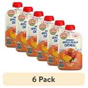 6 pack Earths Best Organic Stage 2 Baby Food, Apple Peach Oatmeal, 3.5 oz Pouch