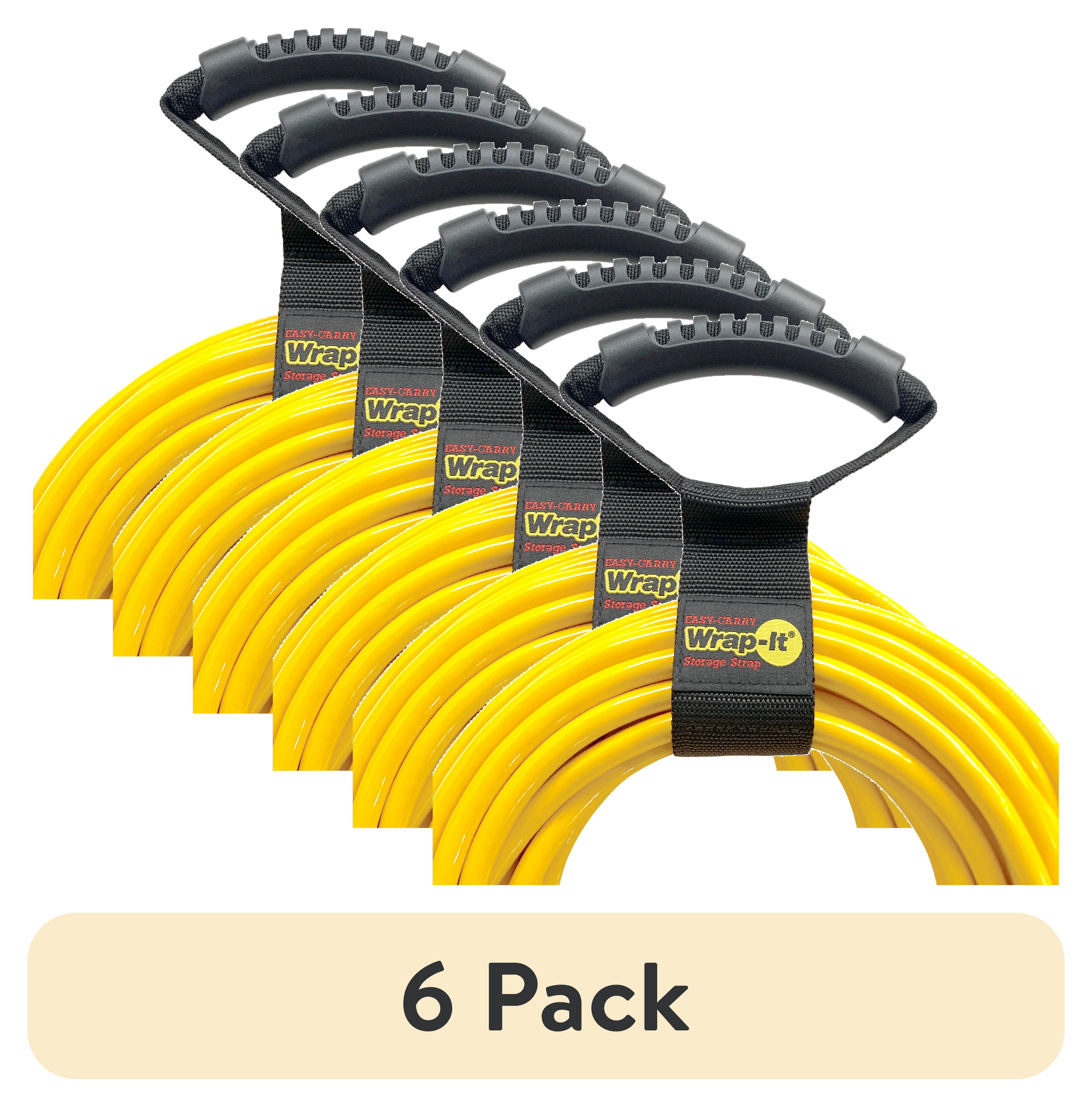 (6 pack) Easy-Carry Wrap-It Storage Straps - 17” – Heavy-Duty Hook and Loop Cord Carrying Strap, Hanger, and Organizer with Handle for Pool Hoses, Garden Hoses, Cords, Cables and More
