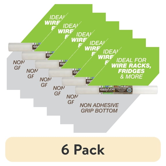 (6 pack) Clear Classic EasyLiner Shelf Liner, Clear 20" x 4' Roll