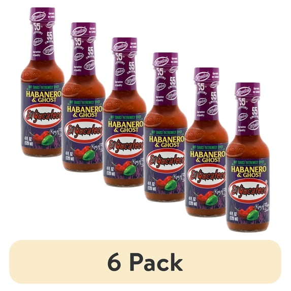 (6 pack) El Yucateco Extremely Spicy Habanero & Ghost Hot Sauce 4 fl oz