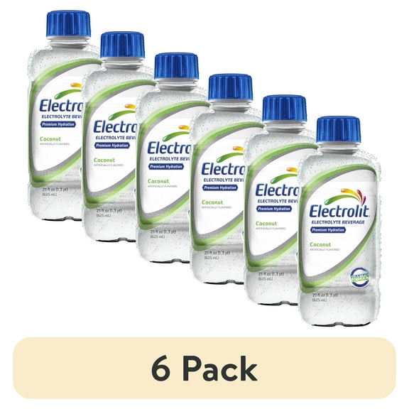 (6 pack) Electrolit Electrolyte Drink, Coconut, 21oz Bottle