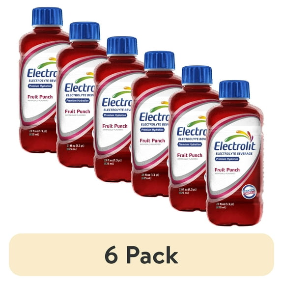 (6 pack) PR Electrolit Electrolyte Drink, Fruit Punch, 21.0 oz Bottle,