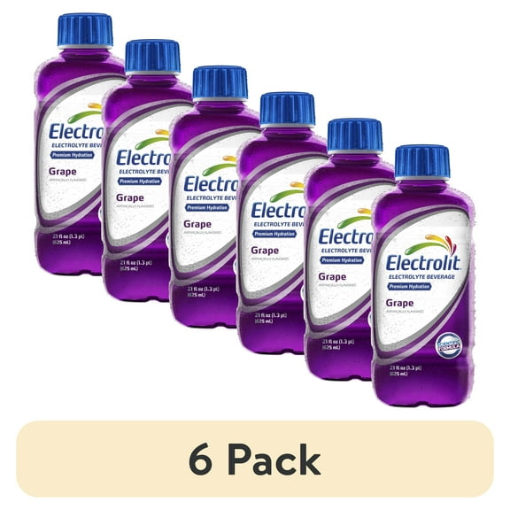 (6 pack) PR Electrolit Electrolite Sport Drinks, Grape, 21 fl oz