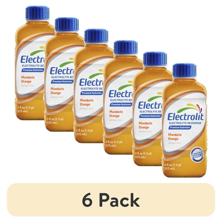 (6 pack) Electrolit Electrolyte Hydration Beverage, Mandarin Orange, 21 fl oz Bottle