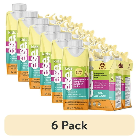 (6 pack) Else Nutrition Kids Nutritional Shake Ready-to-Drink, Vanilla, 4PK, Dairy-Free Protein Shake