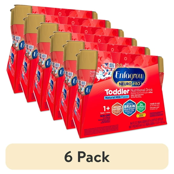 (6 pack) Enfagrow NeuroPro Toddler Nutritional Drink, Try Our Brain-Supporting Trio, Ready to Use,  8 Fl Oz Bottle, 6 Count