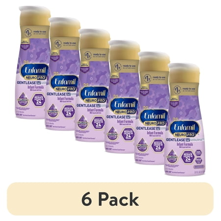 (6 pack) Enfamil NeuroPro Gentlease Ready-to-Feed Baby Formula for Easing Fussiness, Gas, Spit-up in 24hrs, 32 fl oz