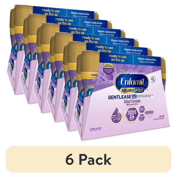 (6 pack) Enfamil NeuroPro Gentlease Ready-to-Feed Baby Formula for Easing Fussiness, Gas, Spit-up in 24hrs, 8 fl oz Bottle, 6 Count
