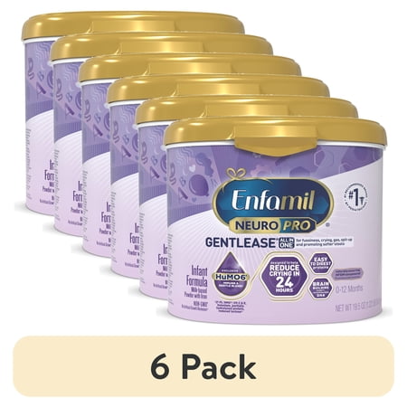 (6 pack) Enfamil NeuroPro Gentlease Baby Formula for Easing Fussiness, Gas, Spit-up in 24 Hrs, 19.5 oz Tub