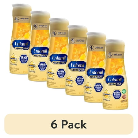 (6 pack) Enfamil NeuroPro Ready to Feed Baby Formula, Brain Building Duo DHA & MFGM, 32 fl oz