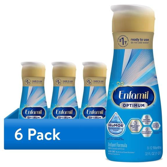(6 pack) Enfamil Optimum (Enspire) Ready to Feed Baby Formula, Our Closest to Breast Milk, 32 fl oz