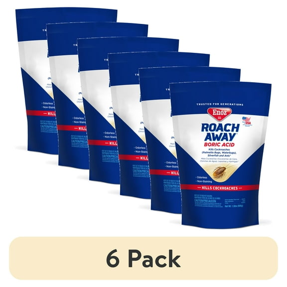 (6 pack) Enoz Roach Away Boric Acid Powder, Roach Killer, 24 oz Pouch