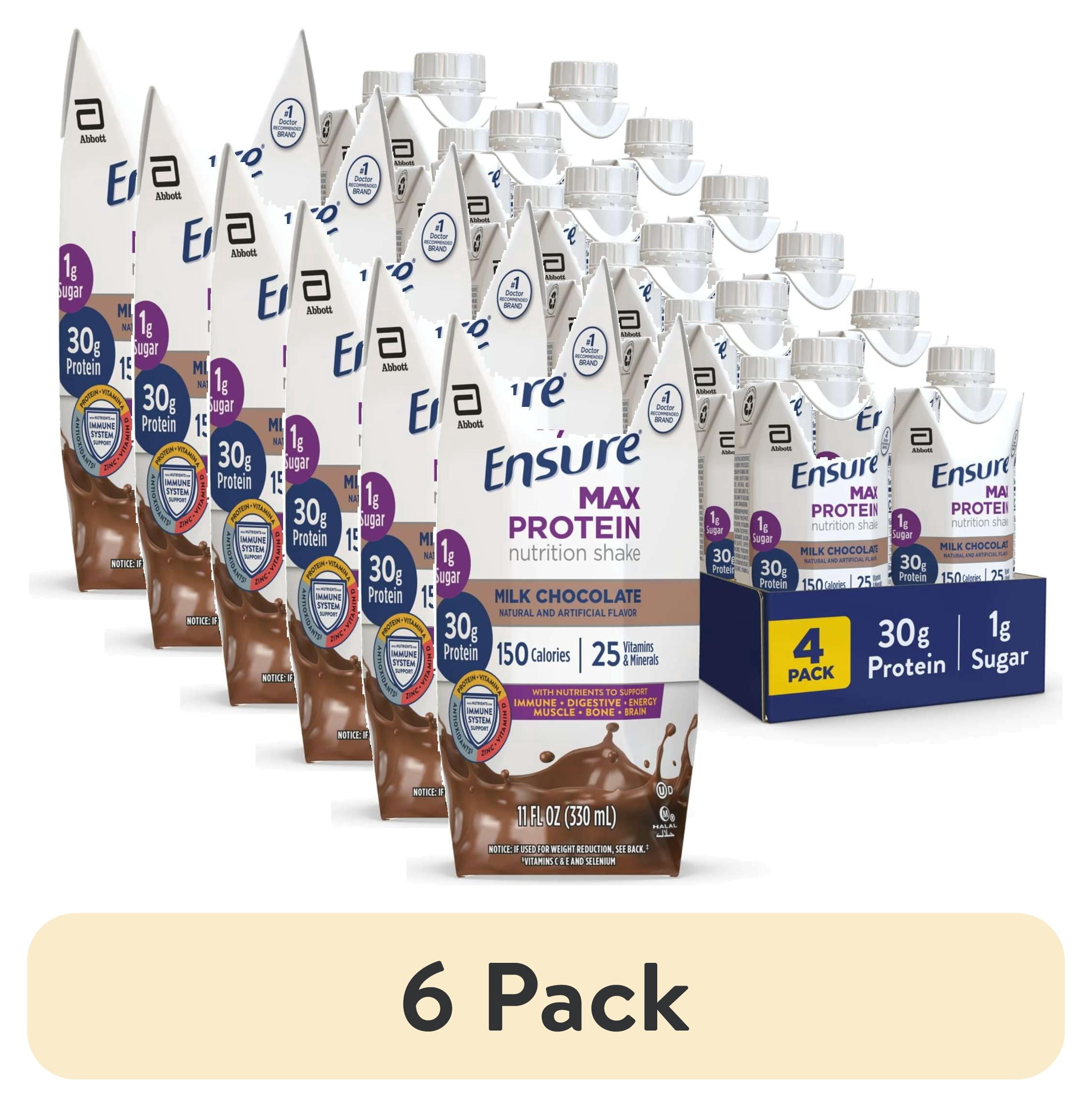 (6 pack) Ensure Max Protein Shake, 30g Protein, Milk Chocolate, 11 fl oz, 4 Pack