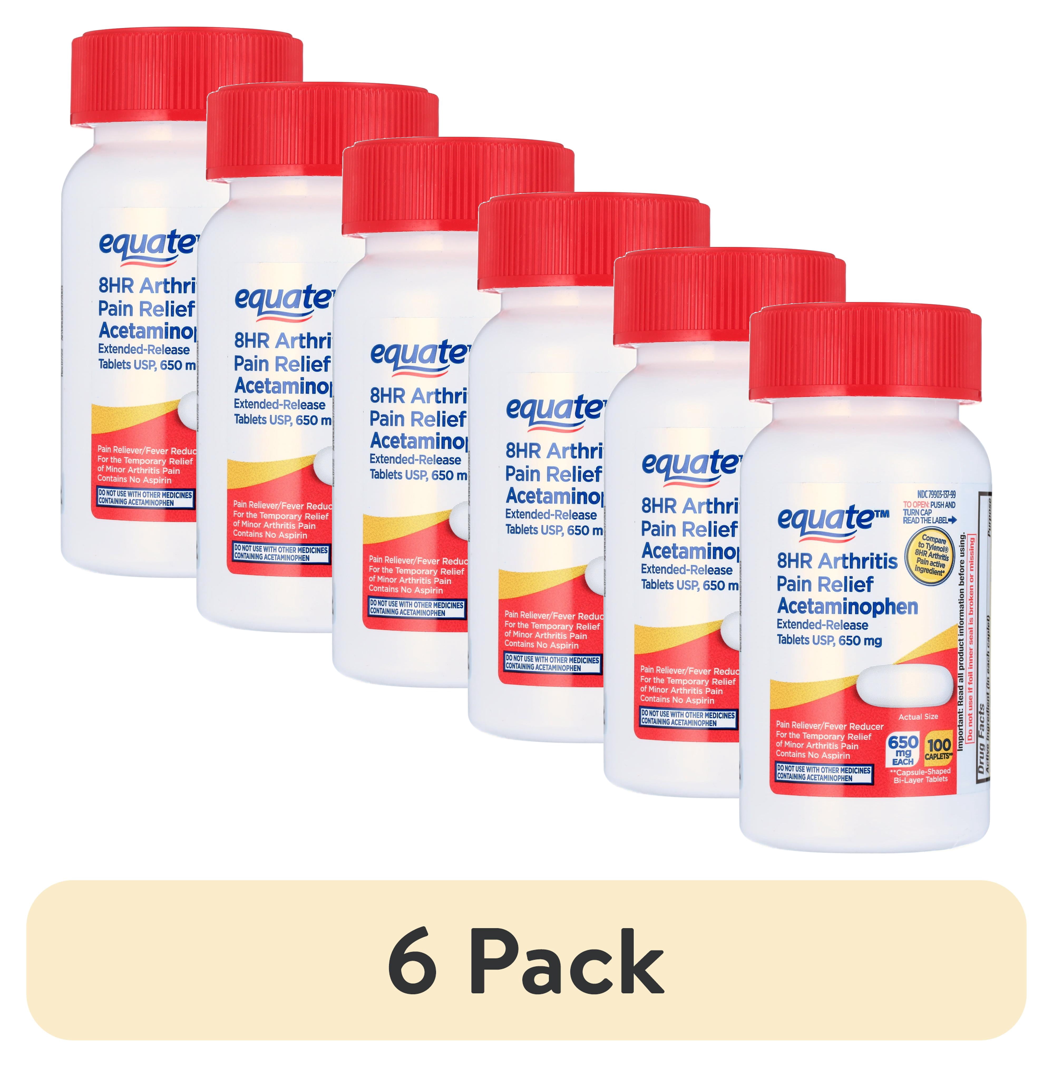 (6 pack) Equate Acetaminophen Arthritis Pain Relief, 650 mg, 100 Tablets, Extended Release