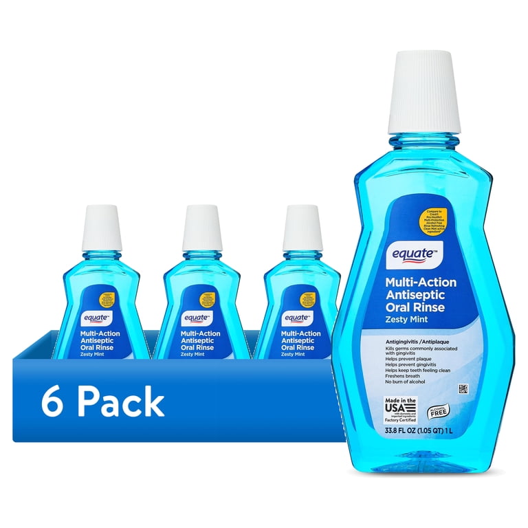 6 pack) Equate Alcohol-Free Multi-Action Antiseptic Oral Rinse