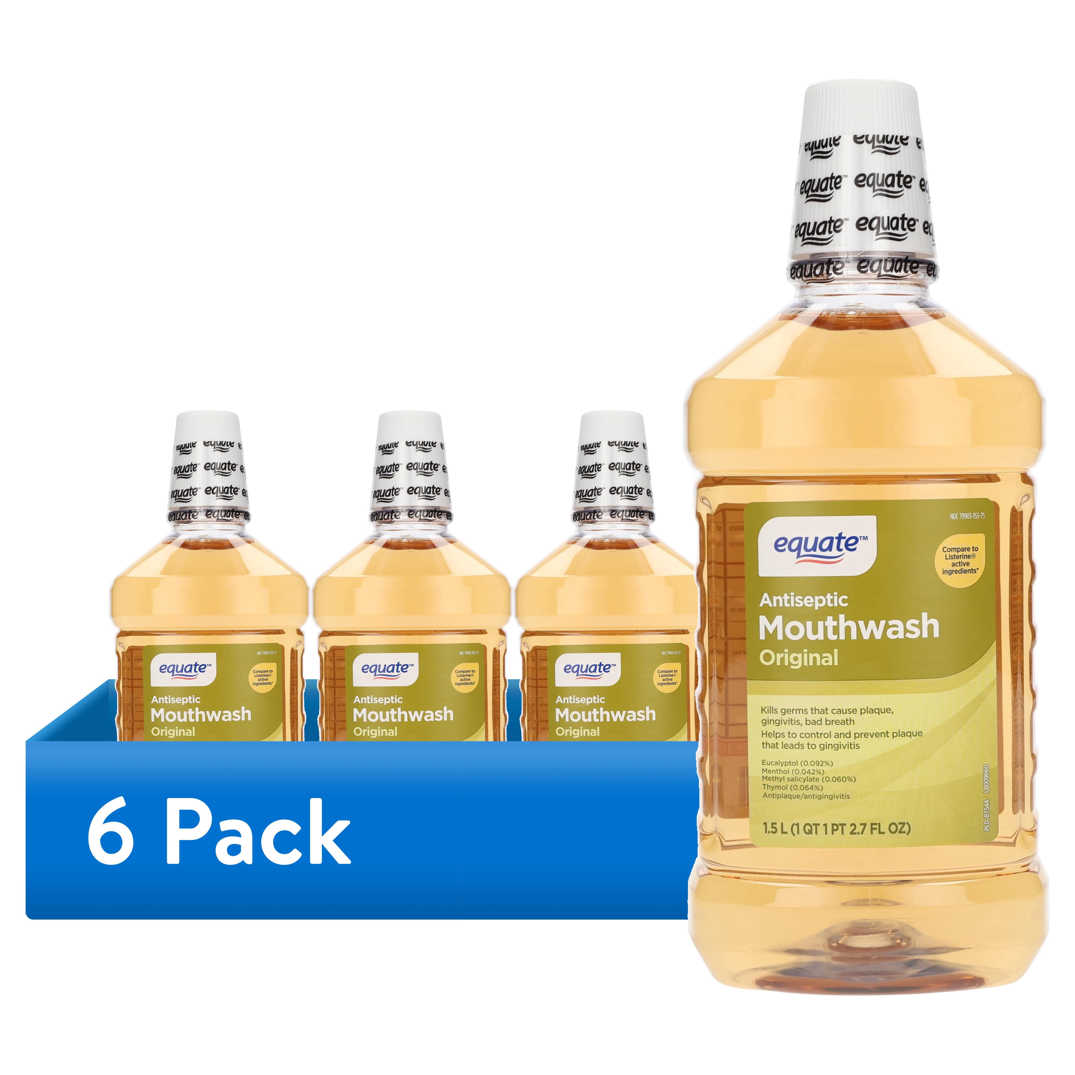 6 pack Equate Antiseptic Mouthwash, Original, 1.5 L