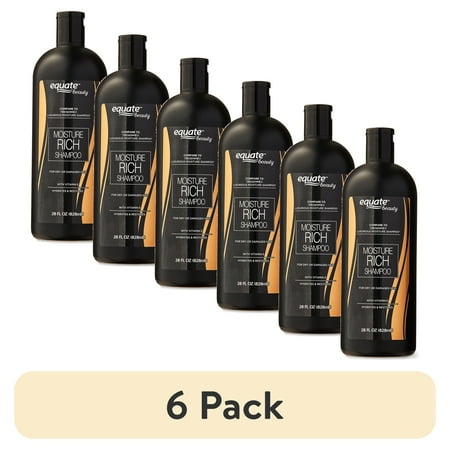(6 pack) Equate Moisture Rich Shampoo with Vitamin E for Hair Care of Dry or Damaged Hair, 28 fl oz, Compare to Tresemme® Luxurious Moisture Shampoo