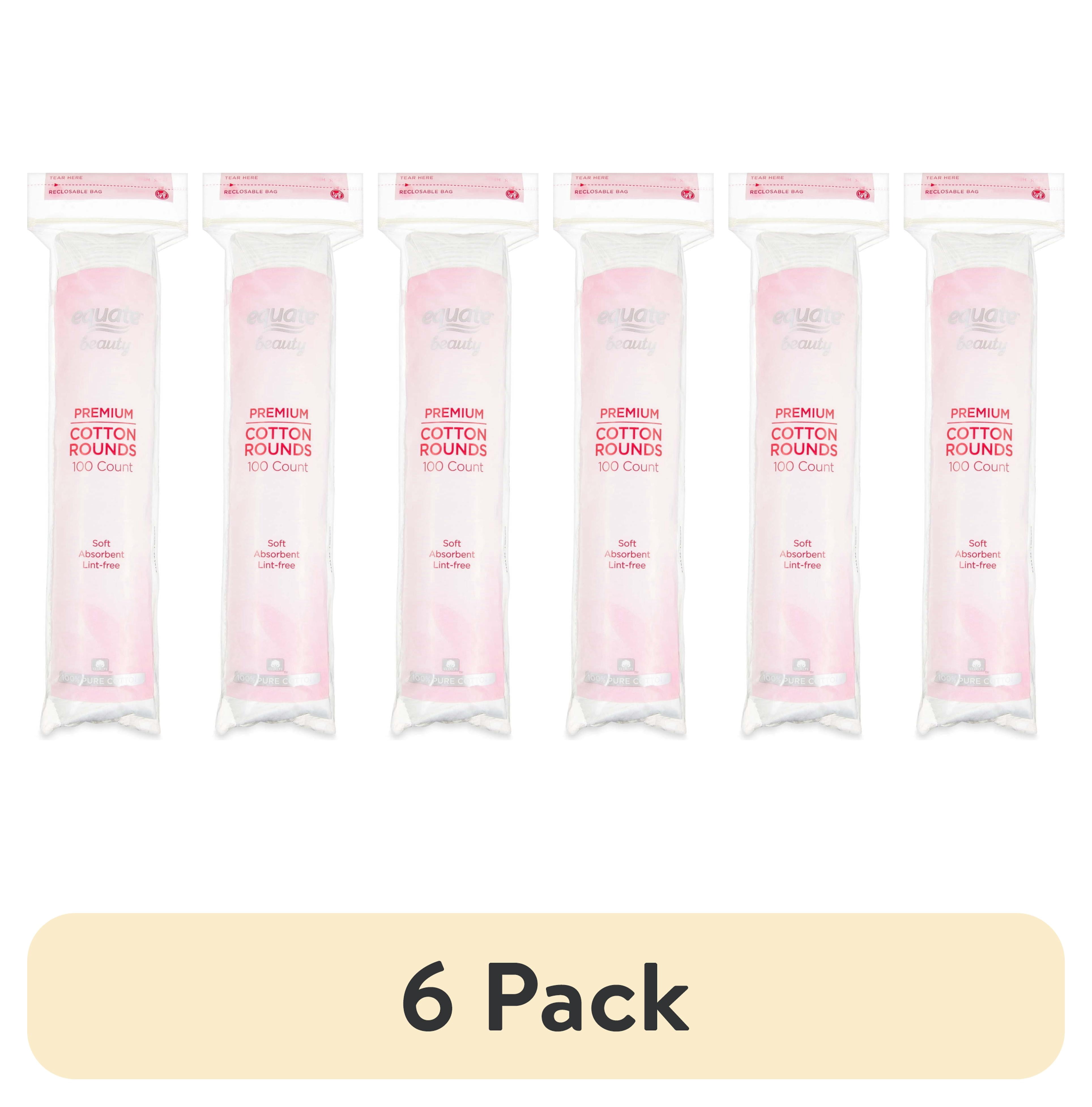 (6 pack) Equate Beauty Premium Cotton Rounds, 100 Count