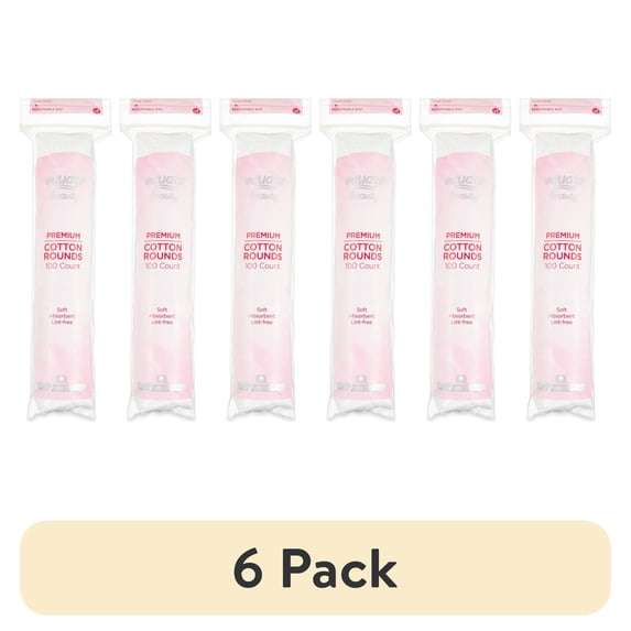 (6 pack) Equate Beauty Premium Cotton Rounds, 100 Count