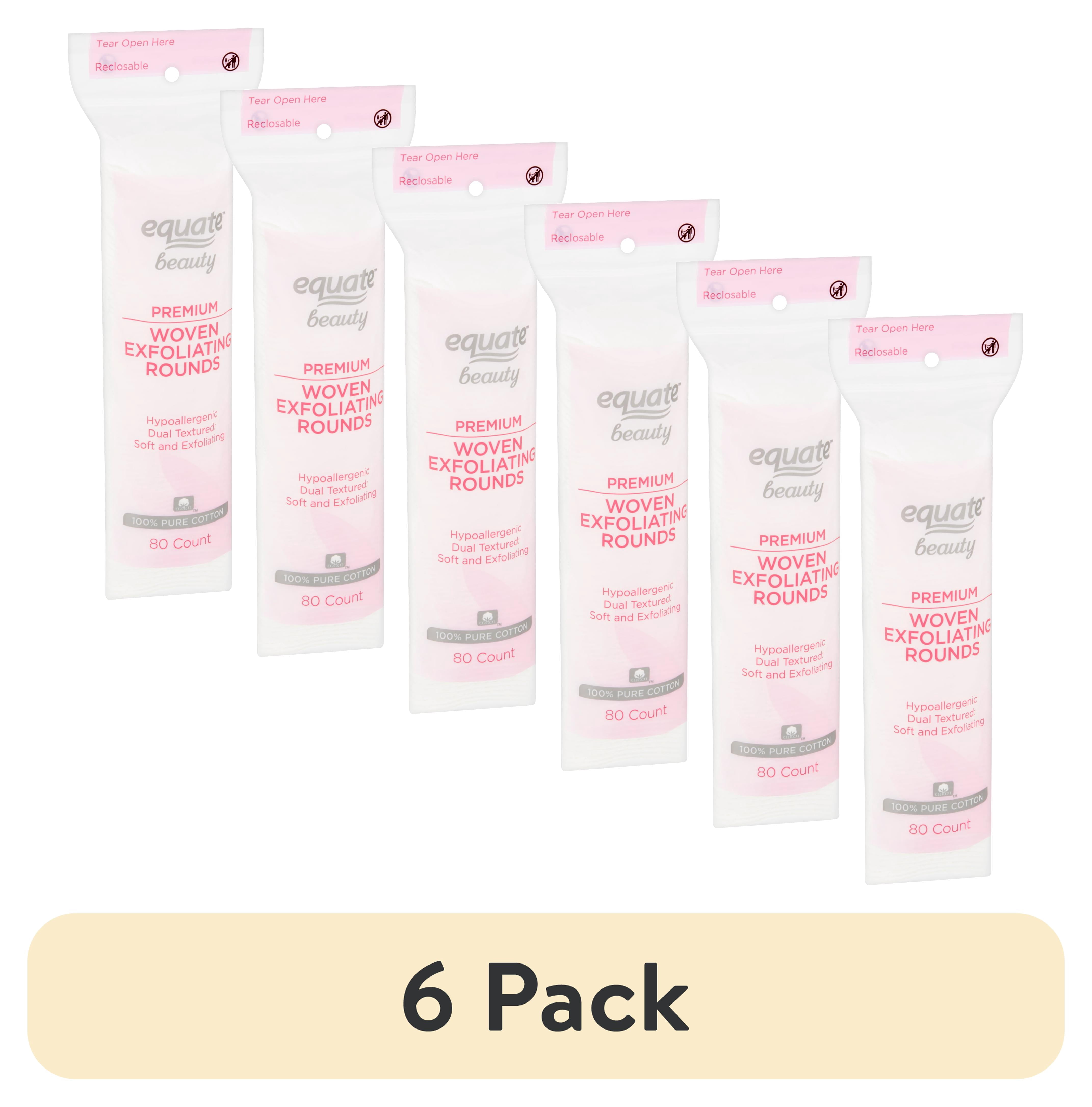Exfoliant Rounds (6 pack) Equate Beauty Premium Woven Exfoliating Rounds, 80 Count ...