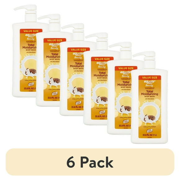 (6 pack) Equate Beauty Total Moisturizing Body Wash Value Size, 33.8 fl oz