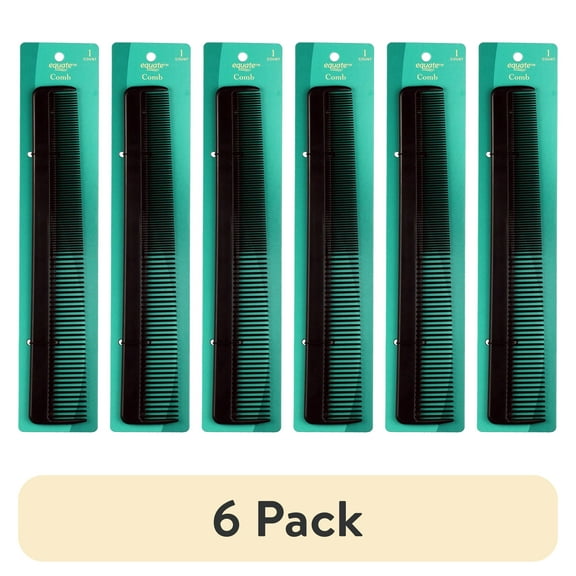 (6 pack) Equate Comb for Everyday Use on Short Hair, Black, 1 Count