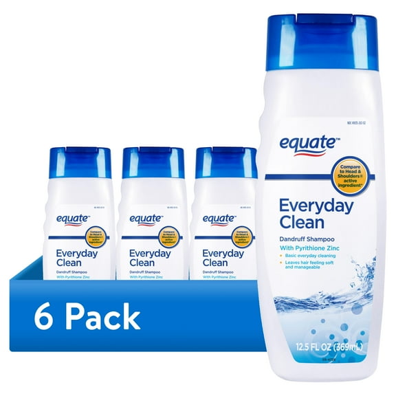 (6 pack) Equate Everyday Clean Dandruff Shampoo with Pyrithione Zinc for Scalp & Hair Care, 12.5 fl oz, Compare to Head & Shoulders® Active Ingredient