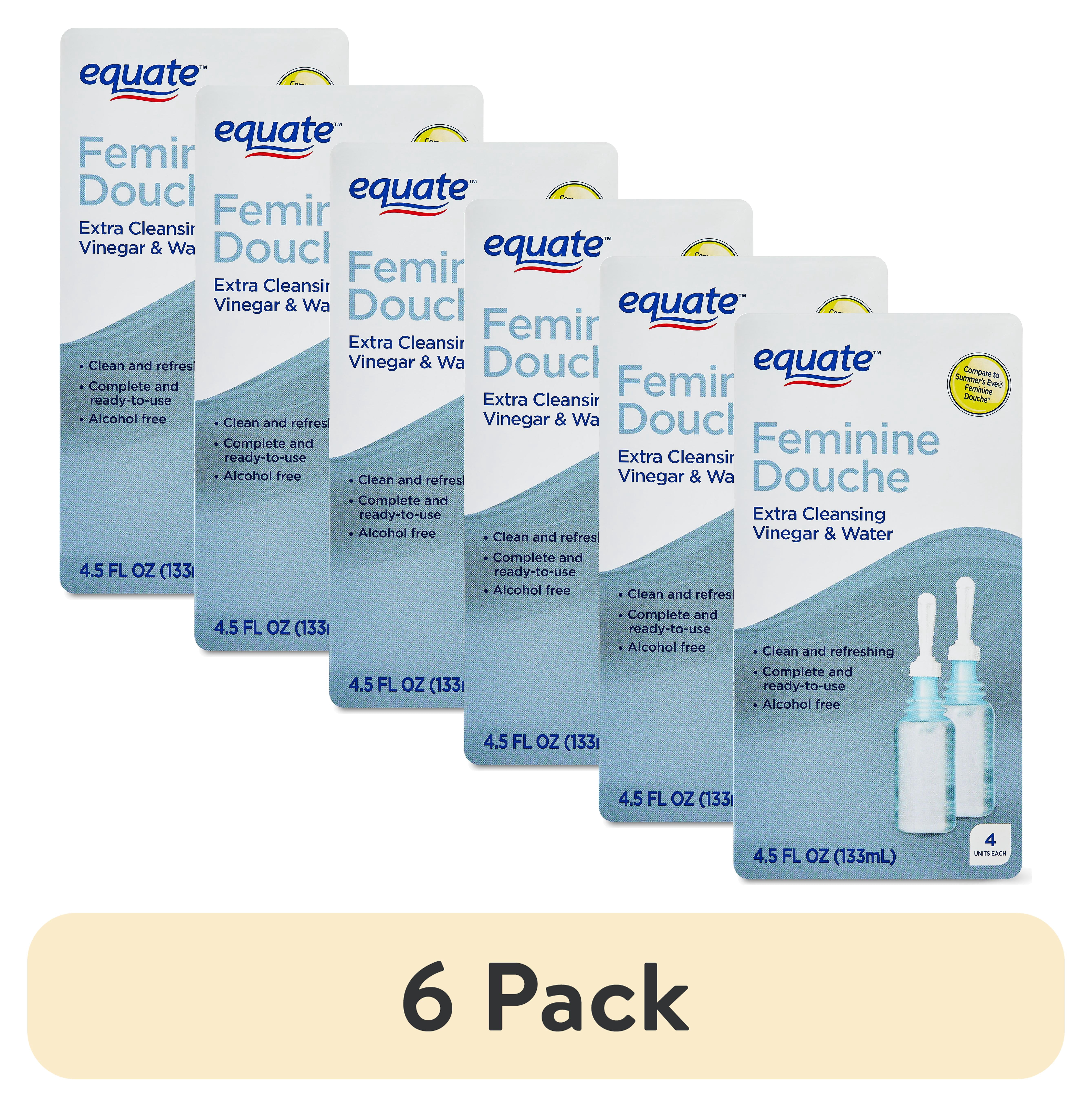 (6 pack) Equate Extra Cleansing Feminine Douches, 4 Count Pack