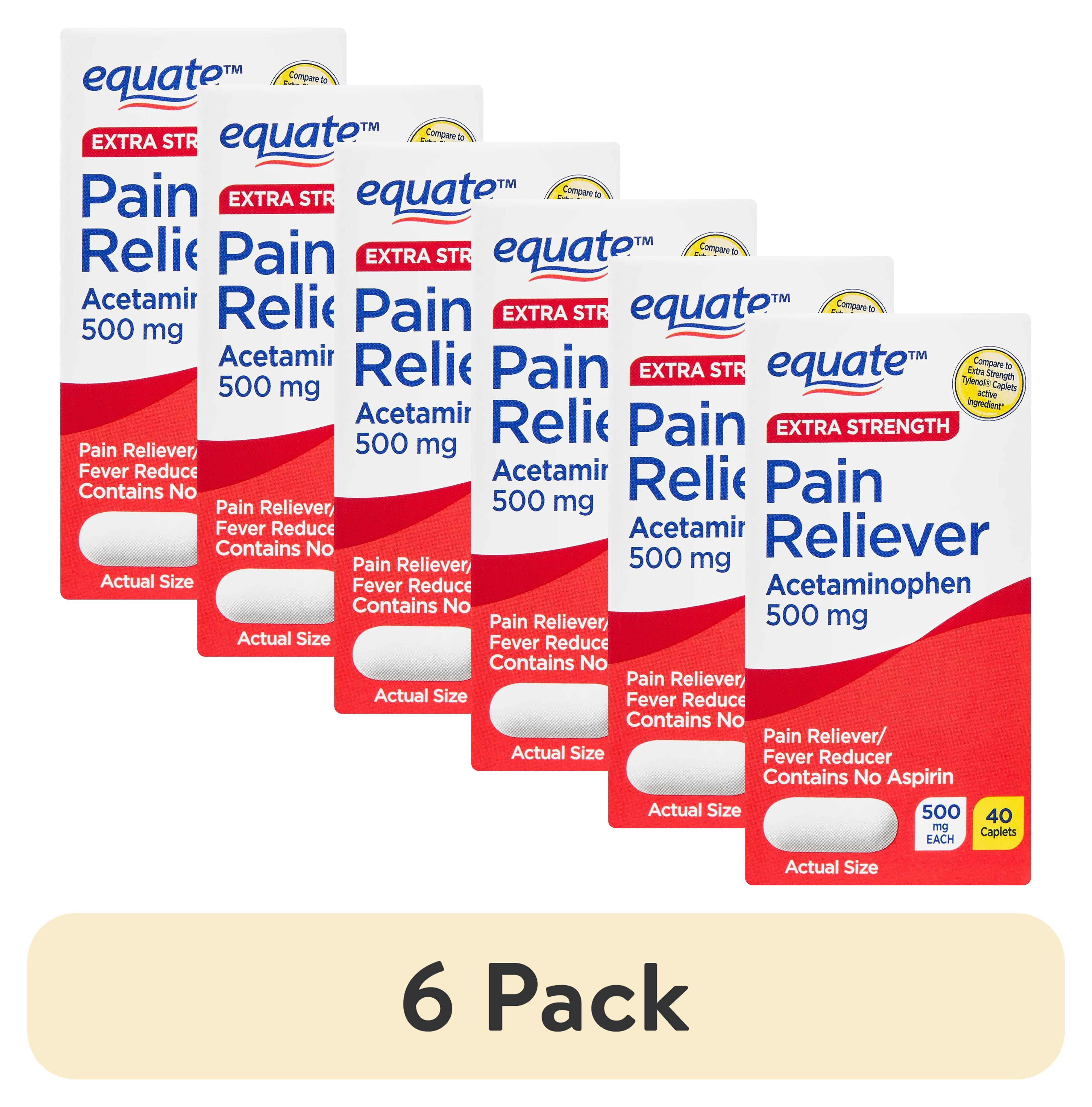 (6 pack) Equate Extra Strength Pain Reliever Caplets, 500 mg, 40 Count