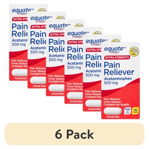 (6 paquete) Equate Analgésico de fuerza extra tabletas, 500 mg, 40 unidades