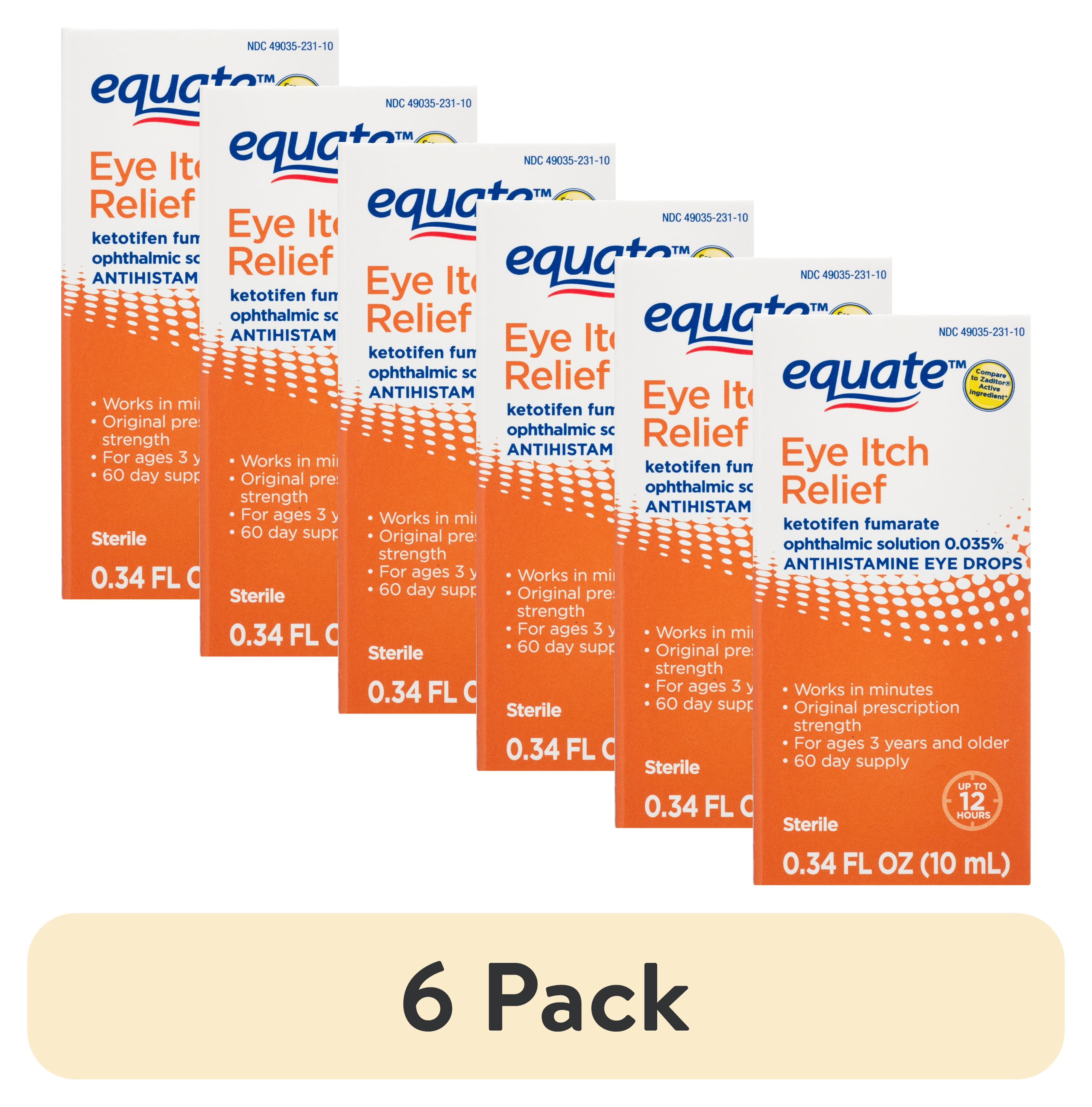 (6 pack) Equate Eye Itch Relief, 0.34 fl oz Soothing Itchy Eyes with Eye Drops