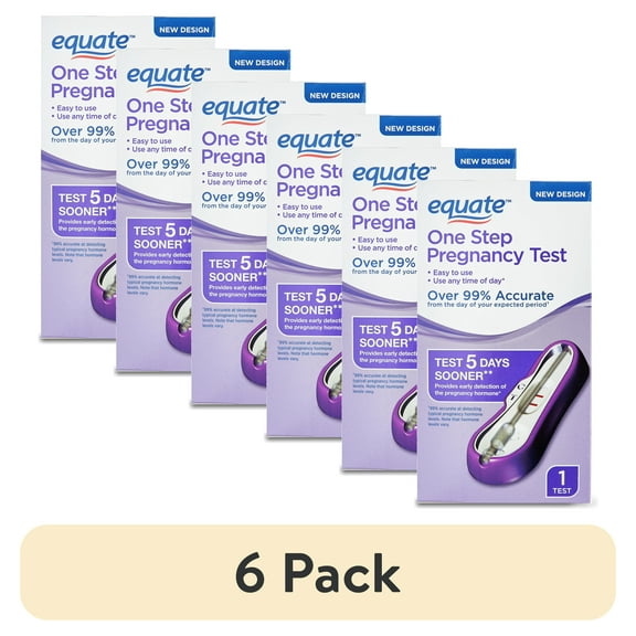 (6 pack) Equate One Step Pregnancy Test, Can Tell You 5 Days Sooner Than Your Missed Period, 1 Count