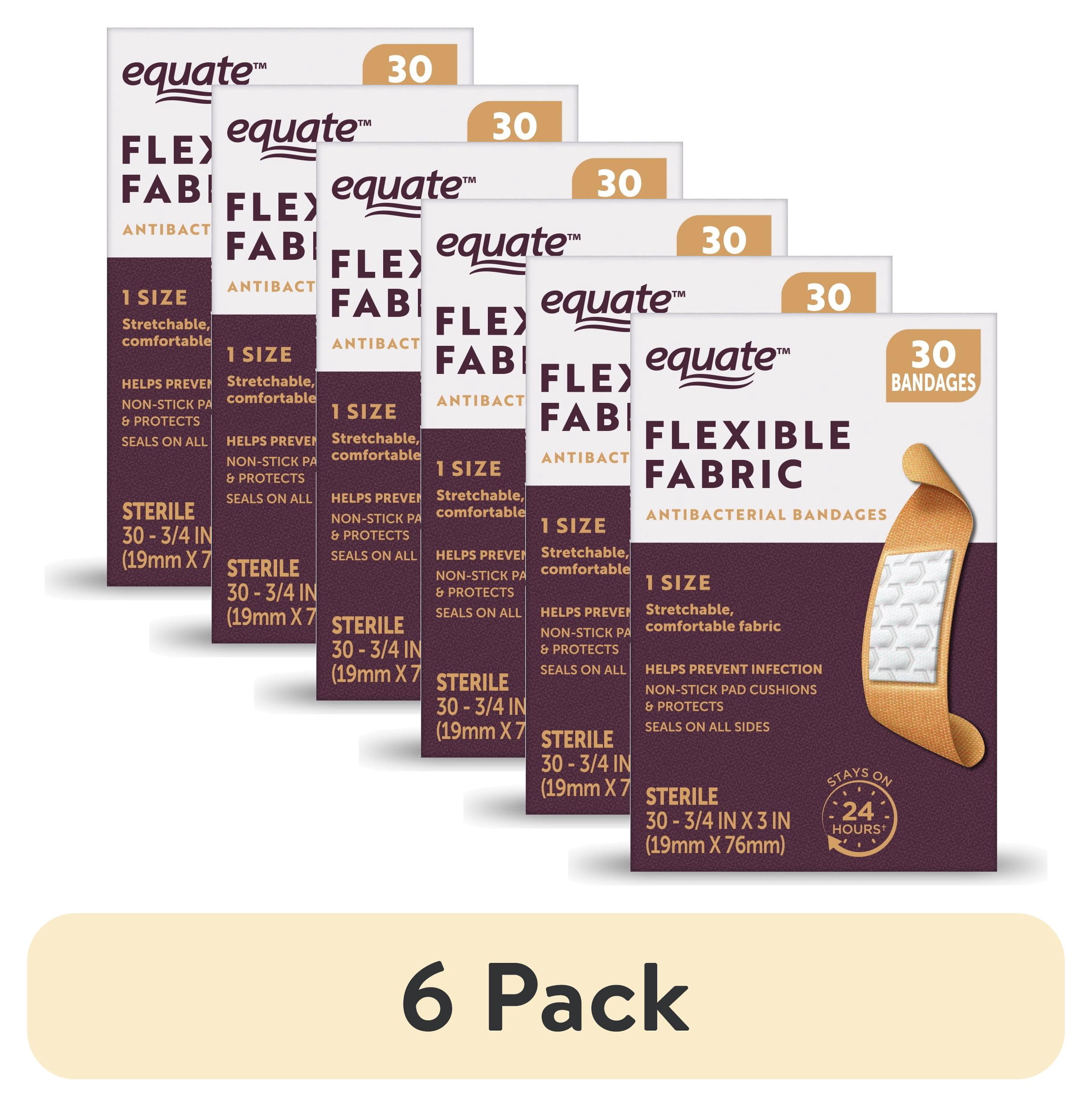 (6 pack) Equate Flexible Antibacterial Fabric Bandages