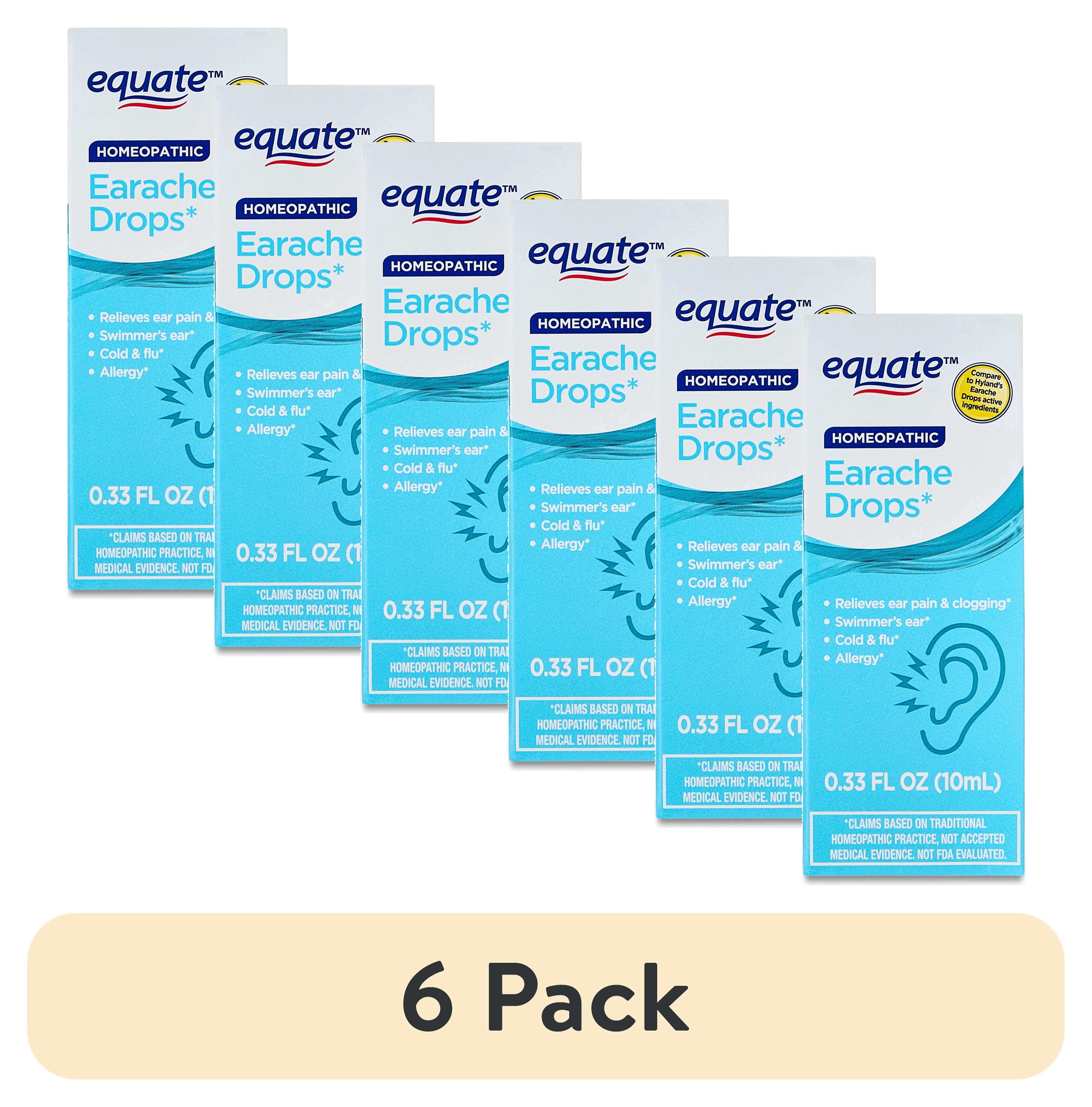 (6 pack) Equate Homeopathic Earache Drops, 0.33 fl oz, Compare to Hyland's Earache Drops Active Ingredients