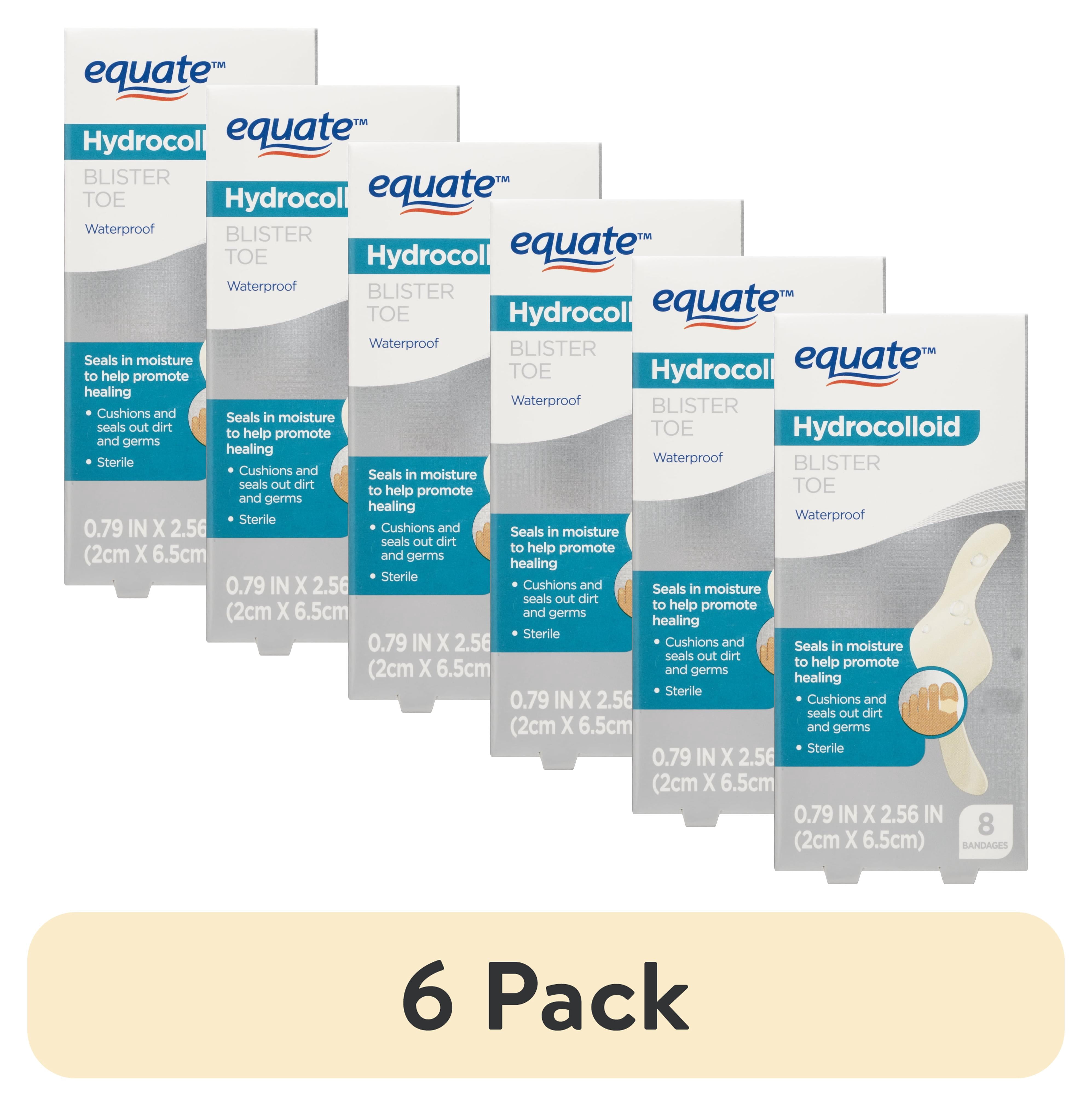 (6 pack) Equate Hydrocolloid Waterproof Toe Blister Bandages, 8 Count