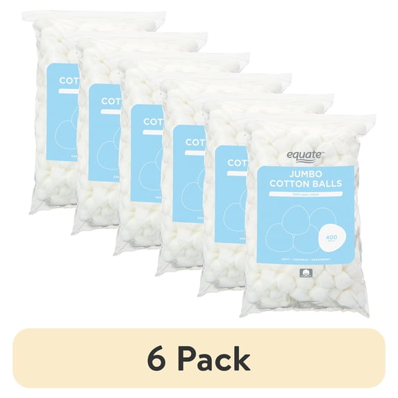 (6 pack) Equate Jumbo Cotton Balls, 400 Count