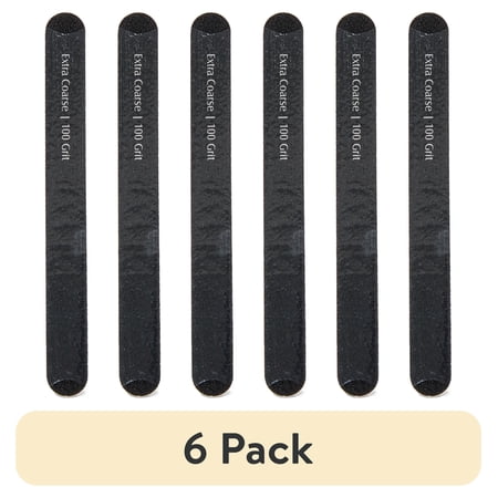 (6 pack) Equate 100/180-Grit Salon-Style Nail File, Black, 1 Count
