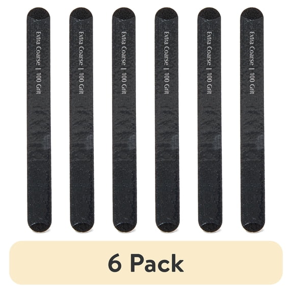 (6 pack) Equate 100/180-Grit Salon-Style Nail File, Black, 1 Count