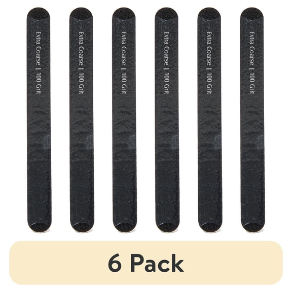(6 pack) Equate 100/180-Grit Salon-Style Nail File, Black, 1 Count