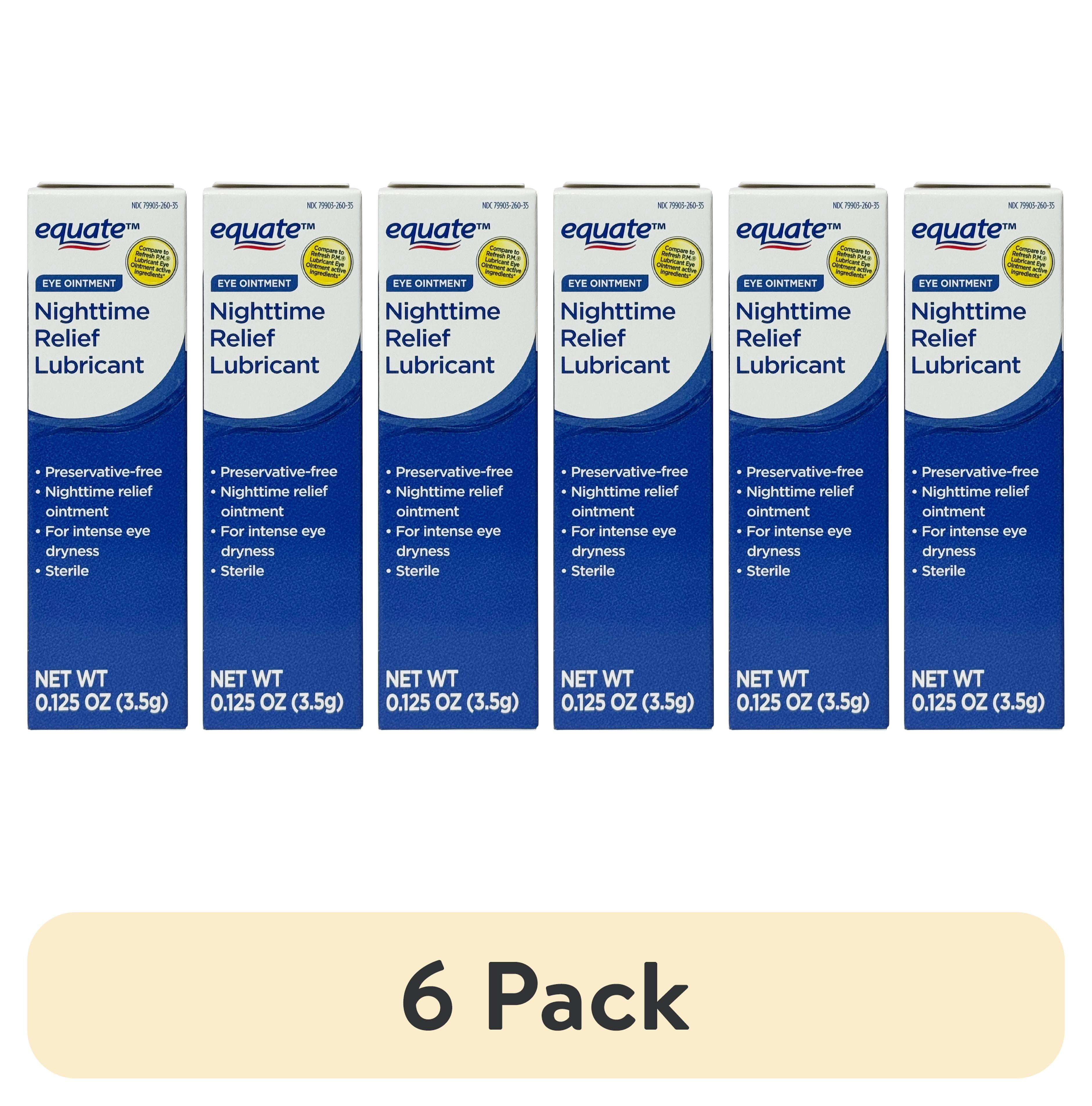 (6 pack) Equate Nighttime Relief Lubricant Eye Ointment, 0.125 OZ