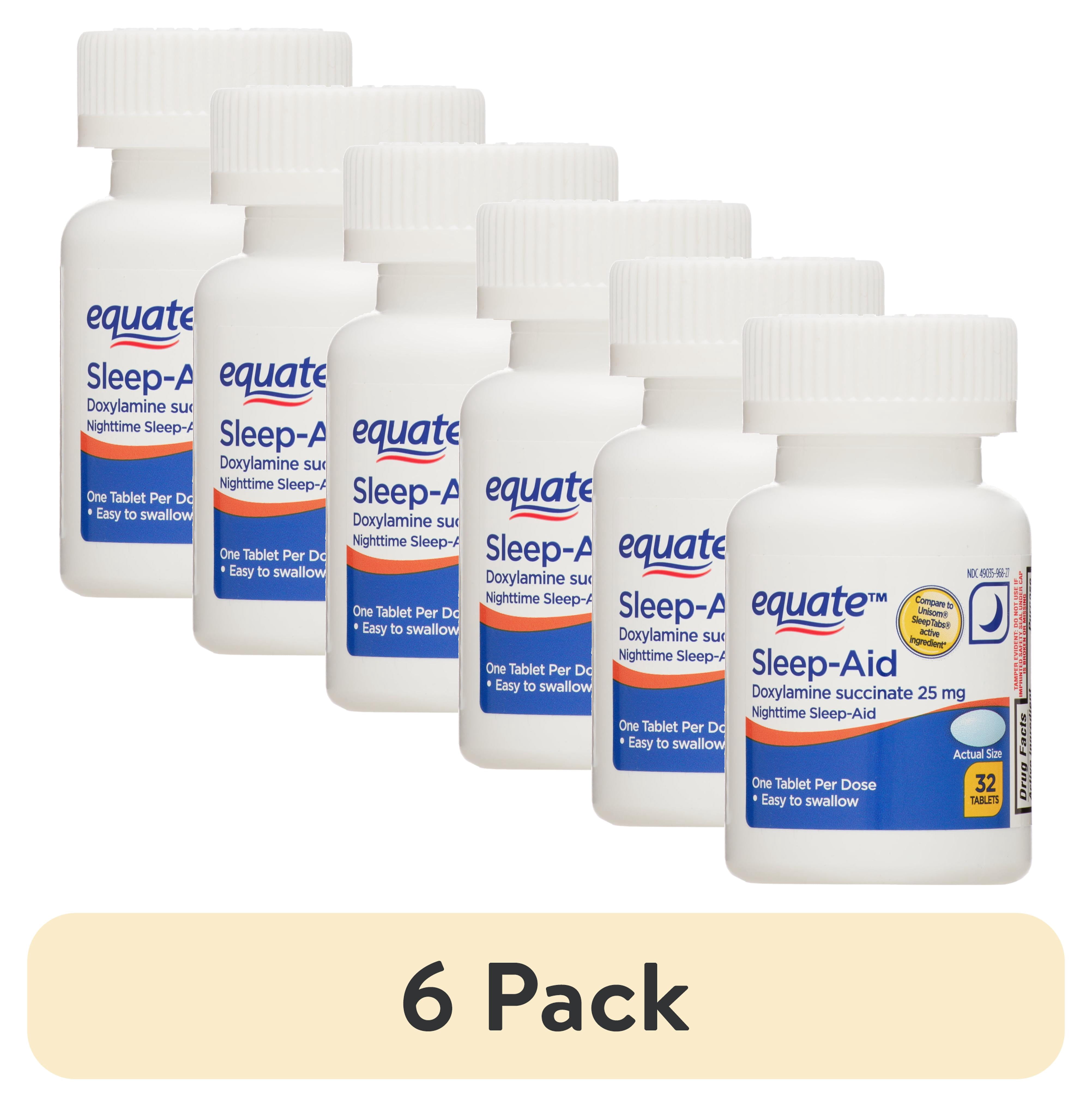 (6 pack) Equate Nighttime Sleep-Aid Doxylamine Succinate 25mg Tablets, 32 Count, Compare to Unisom® Sleep Tabs® Active Ingredient