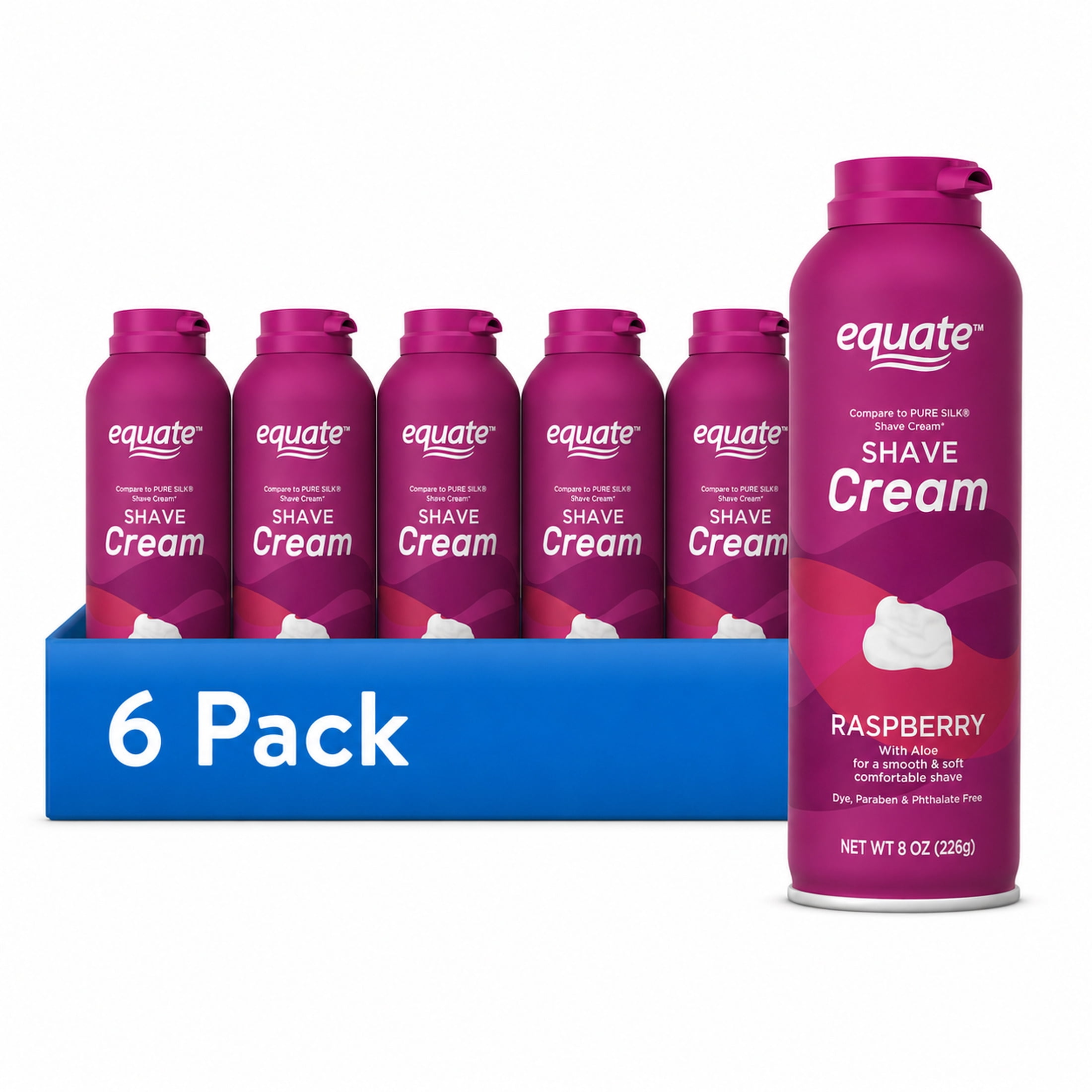 (6 pack) Equate Women's Raspberry Shave Cream, 8 oz