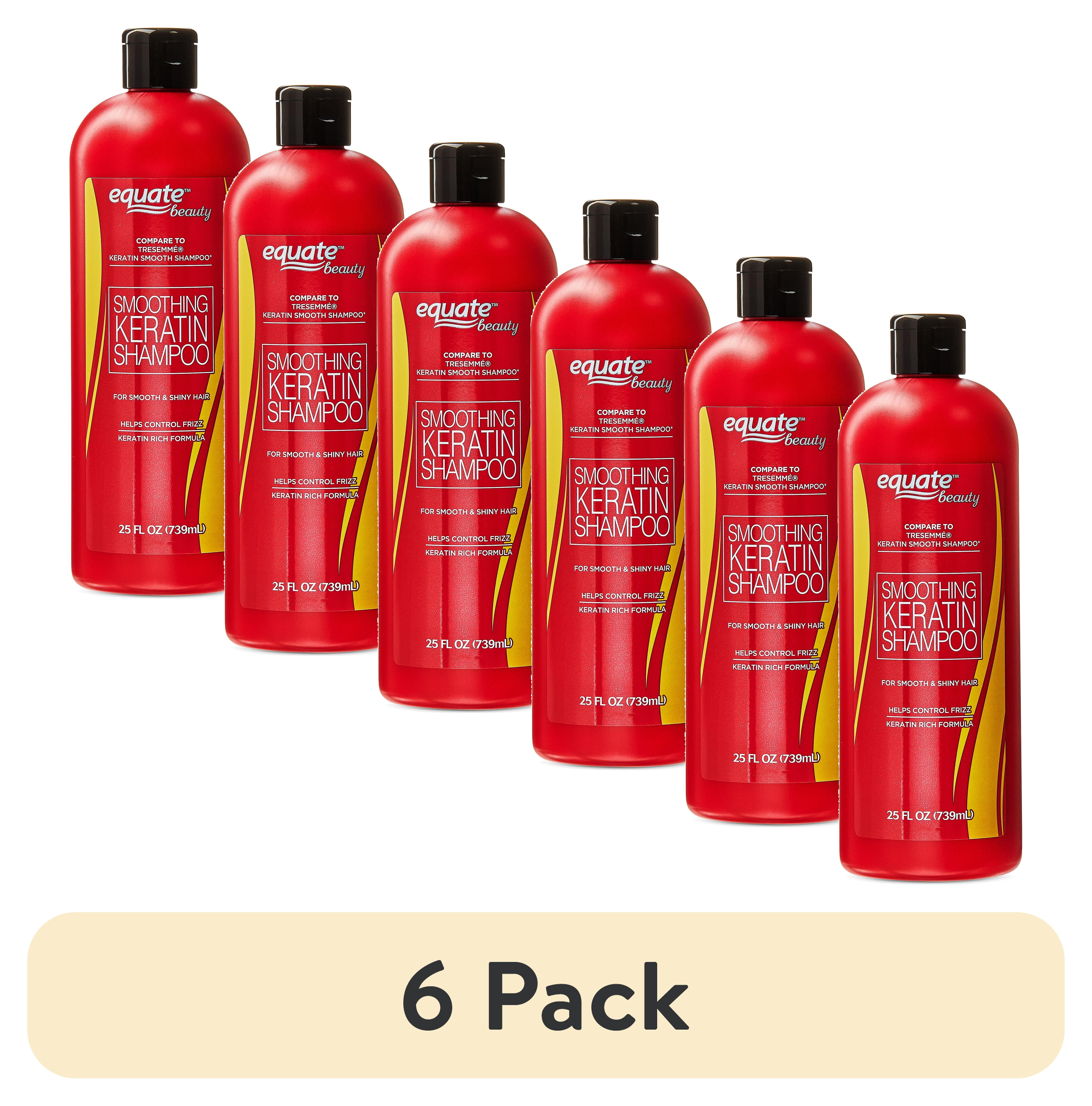 (6 pack) Equate Smoothing Keratin Shampoo for Hair Care to Control Frizz, 25 fl oz, Compare to Tresemme® Keratin Smooth Shampoo