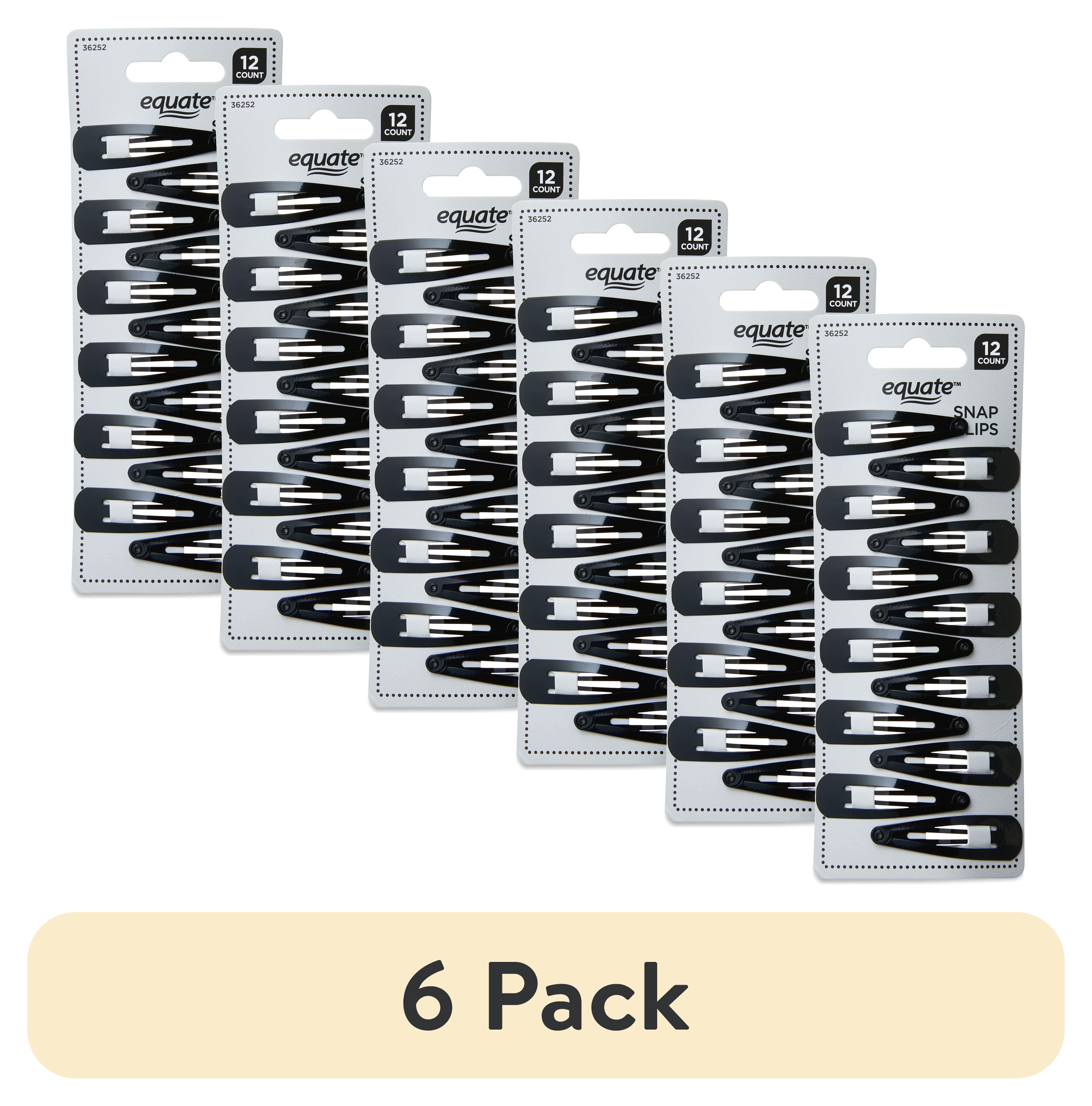 (6 pack) Equate Hair Snap Clips, 12 Count, Black, For Small Sections of Hair or Intricate Hairstyles