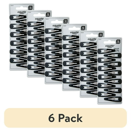 (6 pack) Equate Hair Snap Clips, Black, for Small Sections of Hair or Intricate Hairstyles, 12 Count