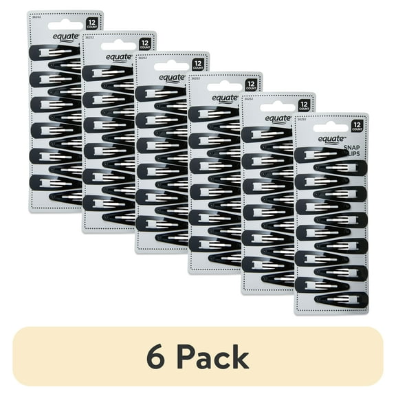 (6 pack) Equate Hair Snap Clips, 12 Count, Black, For Small Sections of Hair or Intricate Hairstyles