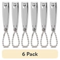 thumbnail interactive-video image 1 of (6 pack) Equate Stainless Steel Curved Fingernail Clipper with File and Chain, 1 Count, 1 of 9
