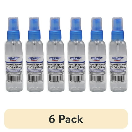 (6 pack) Equate Fingertip Spray Bottle for Travel, Color May Vary, 2 fl oz
