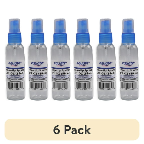 (6 pack) Equate Fingertip Spray Bottle for Travel, Color May Vary, 2 fl oz